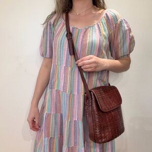 Fossil Brown Leather Woven Purse